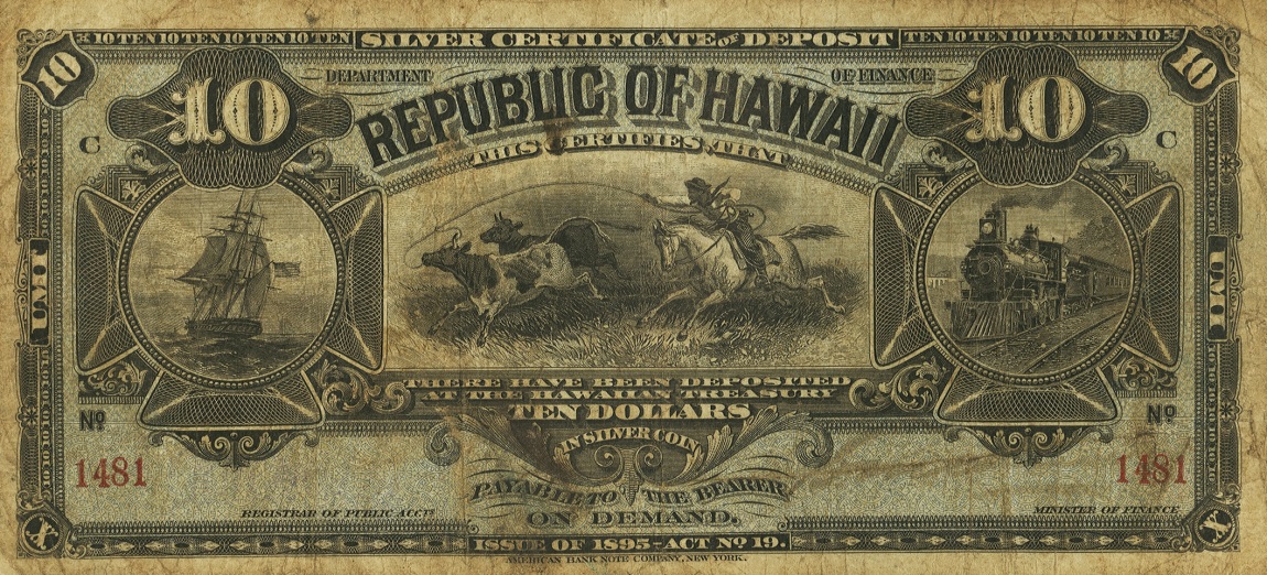 Front of Hawaii p12a: 10 Dollars from 1895