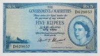 p27a from Mauritius: 5 Rupees from 1954