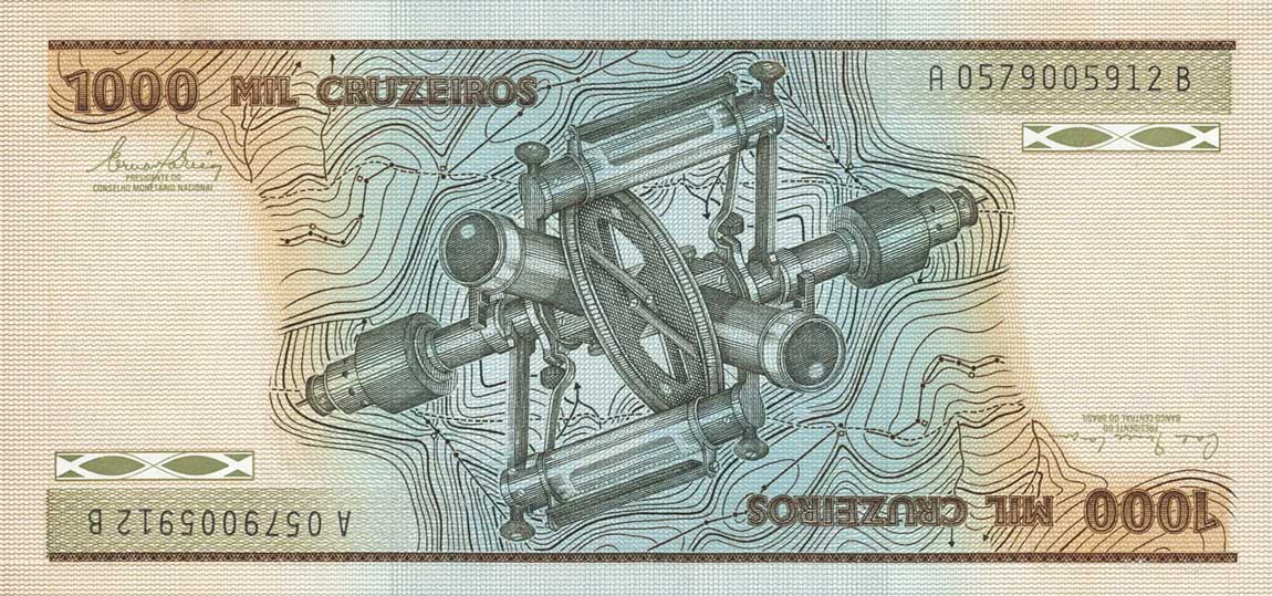 Back of Brazil p201a: 1000 Cruzeiros from 1981