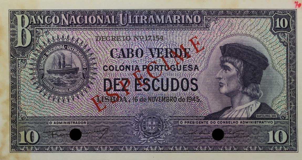 Front of Cape Verde p42s: 10 Escudos from 1945