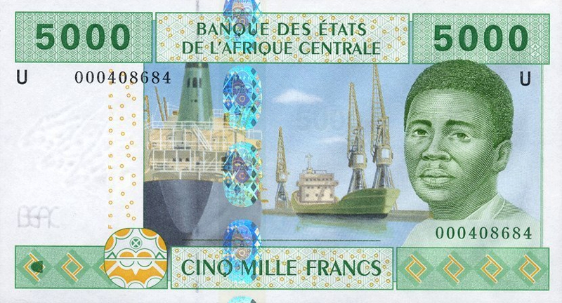 Front of Central African States p209Ua: 5000 Francs from 2002