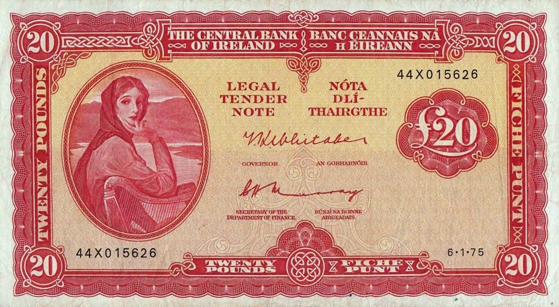 Front of Ireland, Republic of p67b: 20 Pounds from 1969