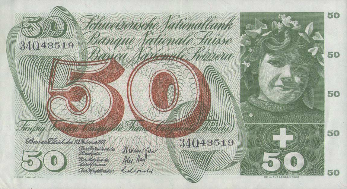 Front of Switzerland p48k: 50 Franken from 1971