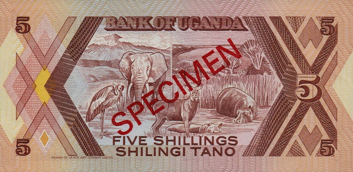 Back of Uganda p27s: 5 Shillings from 1987