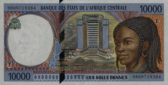 Front of Central African States p205Ed: 10000 Francs from 1998