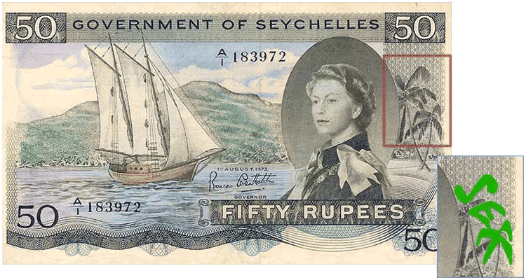 The Famous Seychelles SEX Banknote: 50 Rupees from 1968-1973
