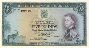 rhodesia 5 pounds from 1964