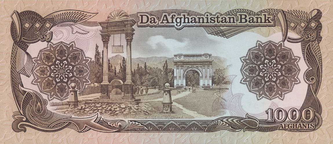 Back of Afghanistan p61a: 1000 Afghanis from 1979