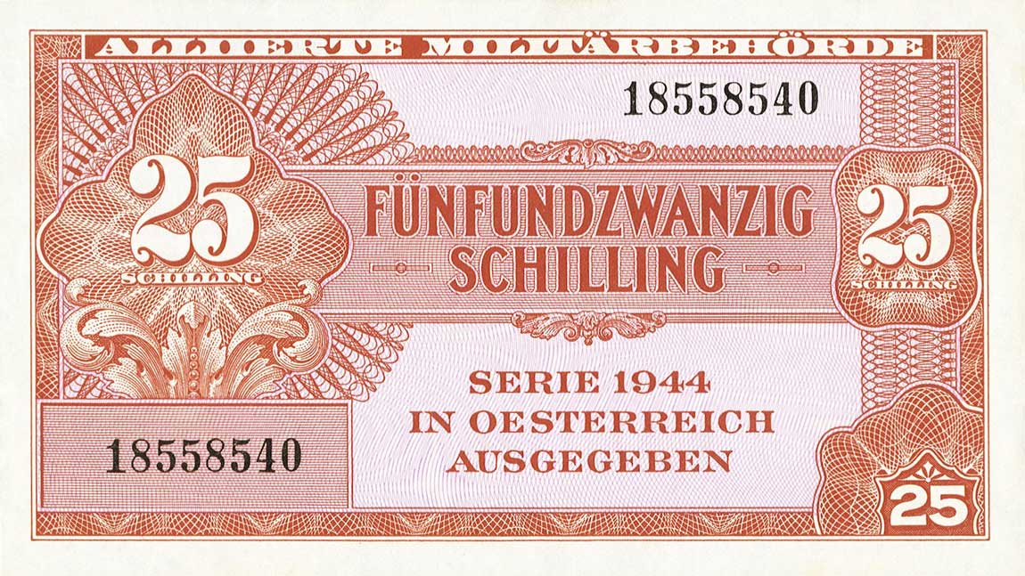 Front of Austria p108a: 25 Schilling from 1944