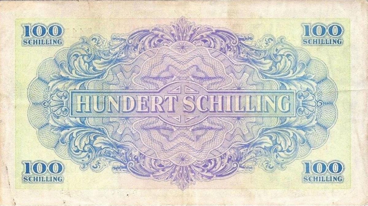 Back of Austria p110b: 100 Schilling from 1944