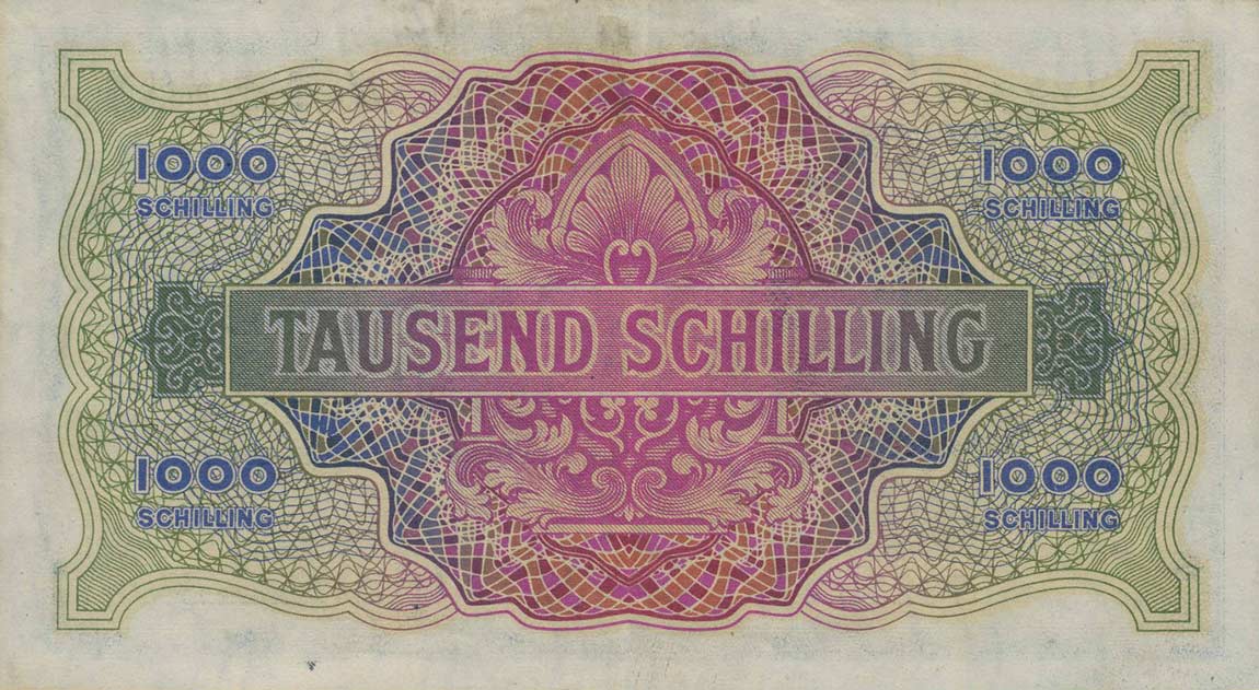 Back of Austria p111a: 1000 Schilling from 1944