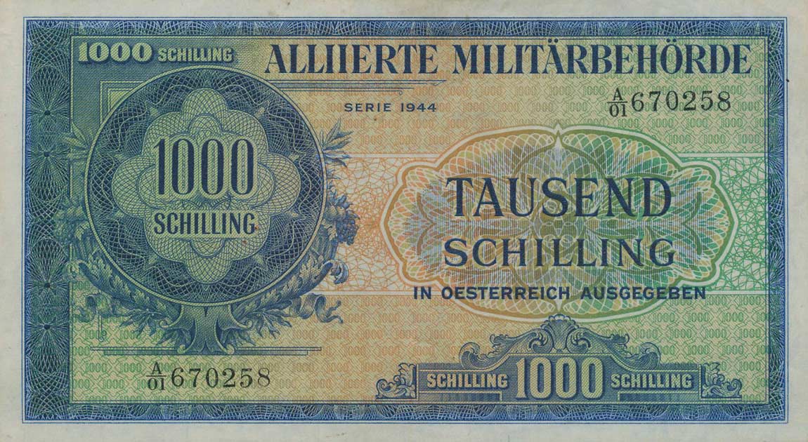Front of Austria p111a: 1000 Schilling from 1944