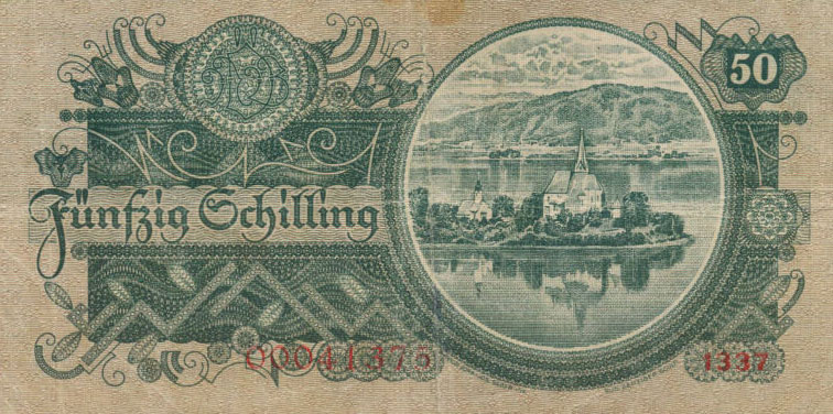 Back of Austria p117a: 50 Schilling from 1945
