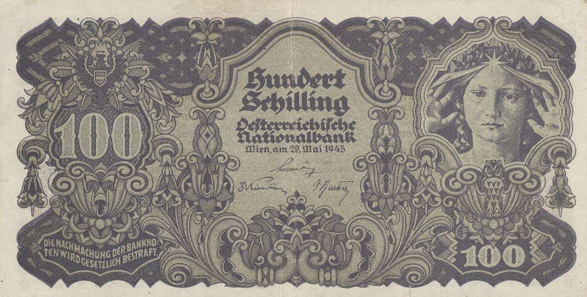 Front of Austria p118: 100 Schilling from 1945