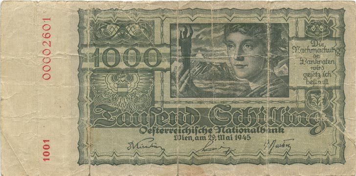 Front of Austria p120a: 1000 Schilling from 1945