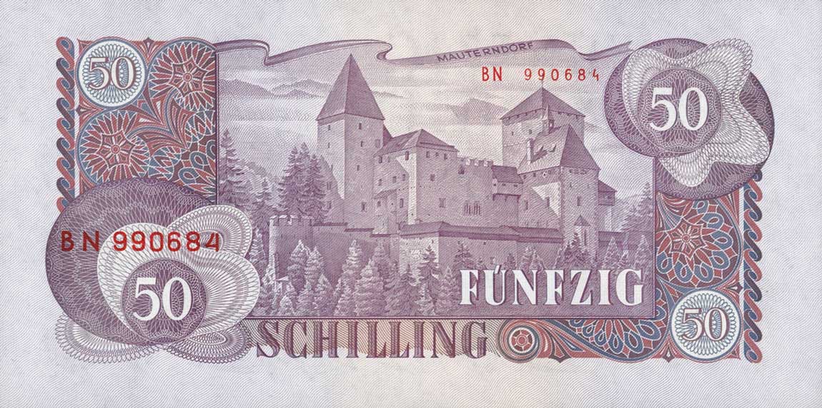 Back of Austria p137a: 50 Schilling from 1962
