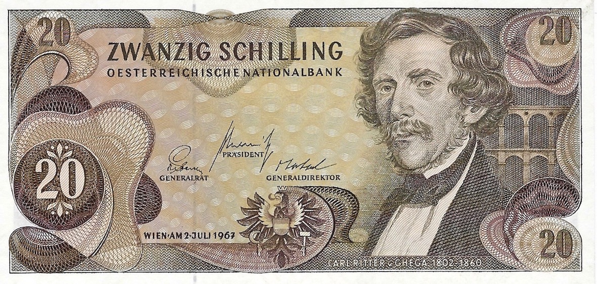 Front of Austria p142a: 20 Schilling from 1967