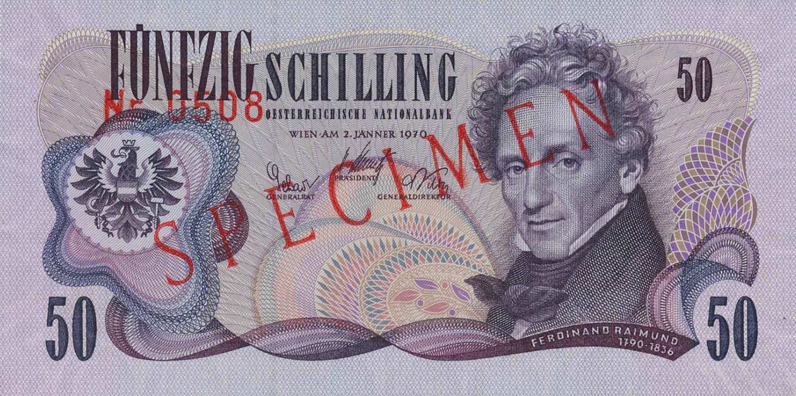 Front of Austria p144s: 50 Schilling from 1970