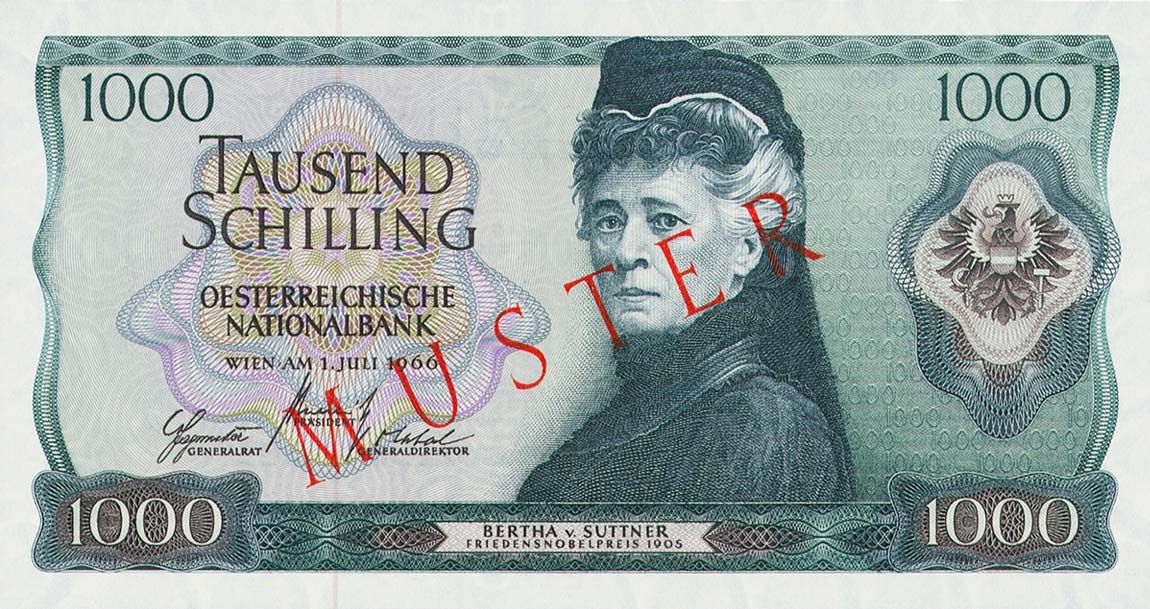 Front of Austria p147s: 1000 Schilling from 1966