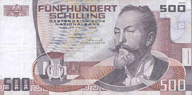 Front of Austria p151: 500 Schilling from 1985