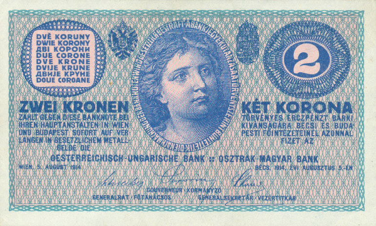 Front of Austria p17a: 2 Kroner from 1914