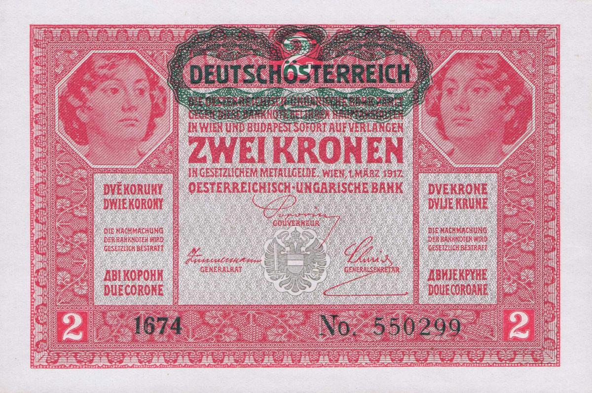 Front of Austria p21: 2 Kroner from 1917