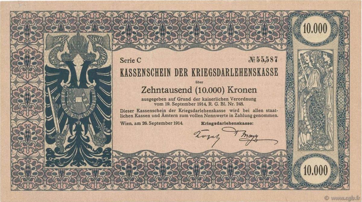 Front of Austria p28: 10000 Kroner from 1914