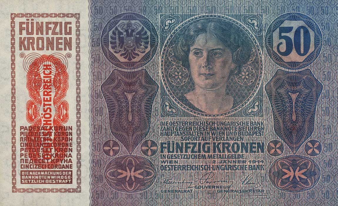 Front of Austria p54a: 50 Kroner from 1919