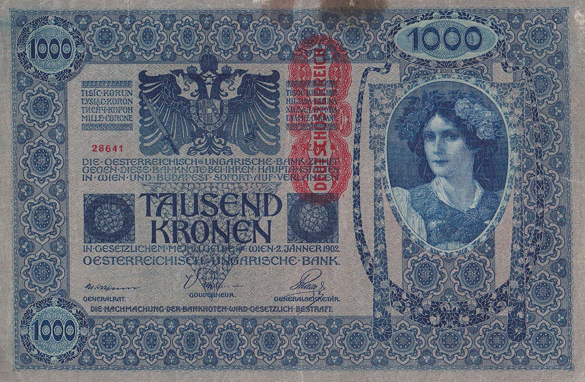 Front of Austria p57a: 1000 Kroner from 1919