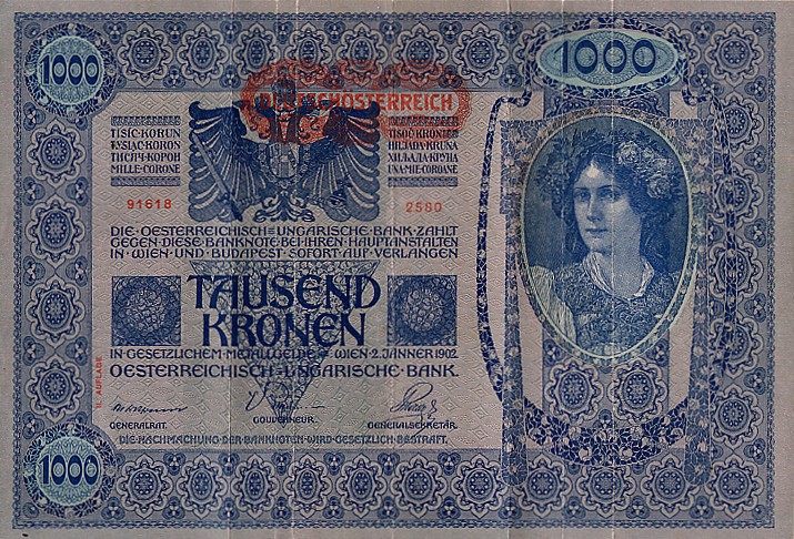 Front of Austria p61: 1000 Kroner from 1919