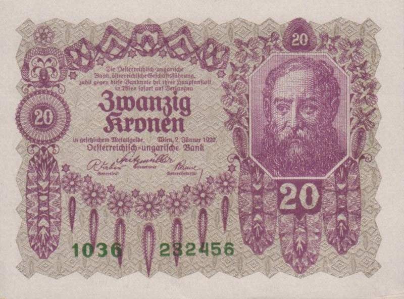 Front of Austria p76: 20 Kroner from 1922