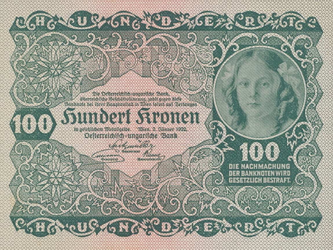 Front of Austria p77: 100 Kroner from 1922