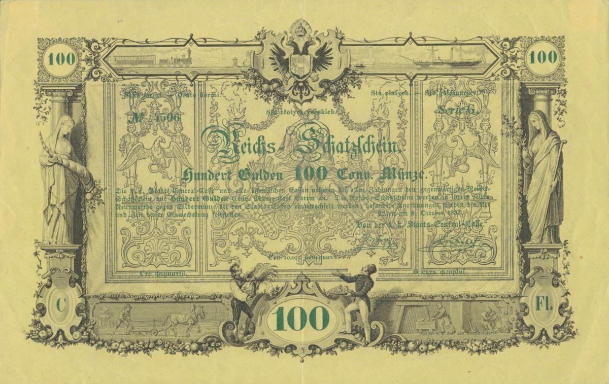 Front of Austria pA147a: 100 Gulden from 1853