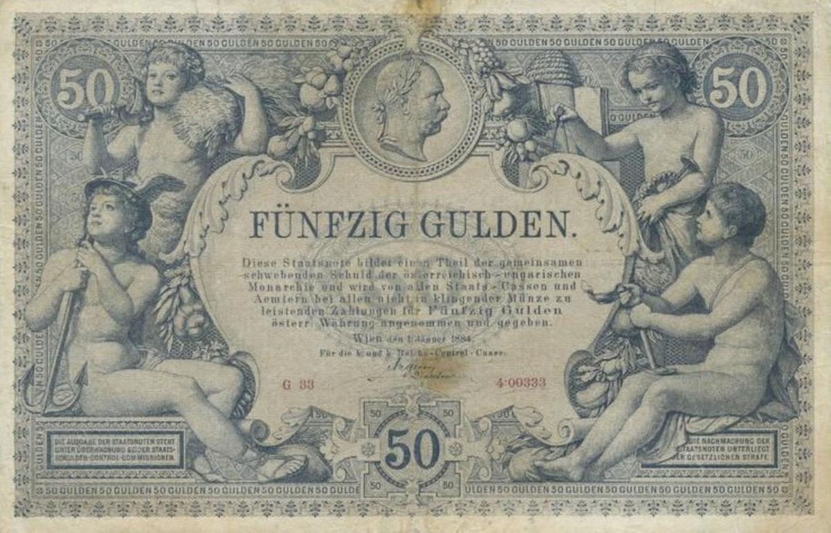 Front of Austria pA155: 50 Gulden from 1884
