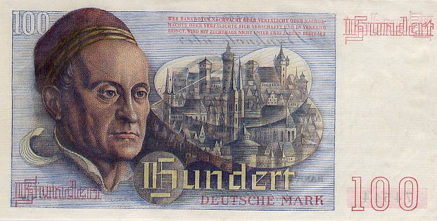 Back of German Federal Republic p15b: 100 Deutsche Mark from 1948