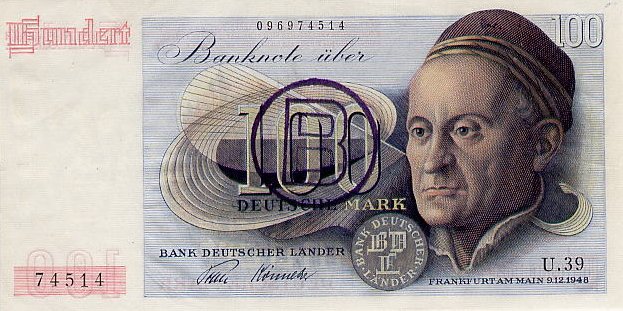 Front of German Federal Republic p15b: 100 Deutsche Mark from 1948