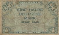 p1a from German Federal Republic: 0.5 Deutsche Mark from 1948
