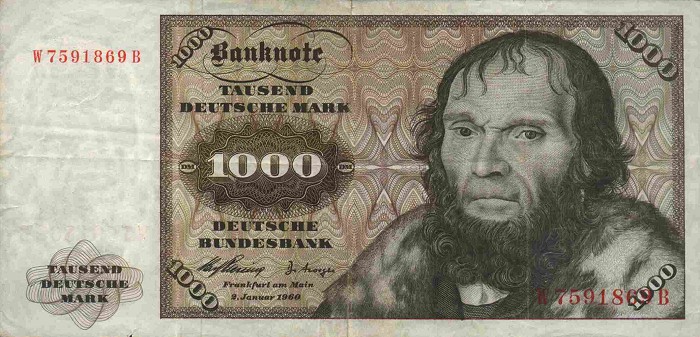 Front of German Federal Republic p24a: 1000 Deutsche Mark from 1960