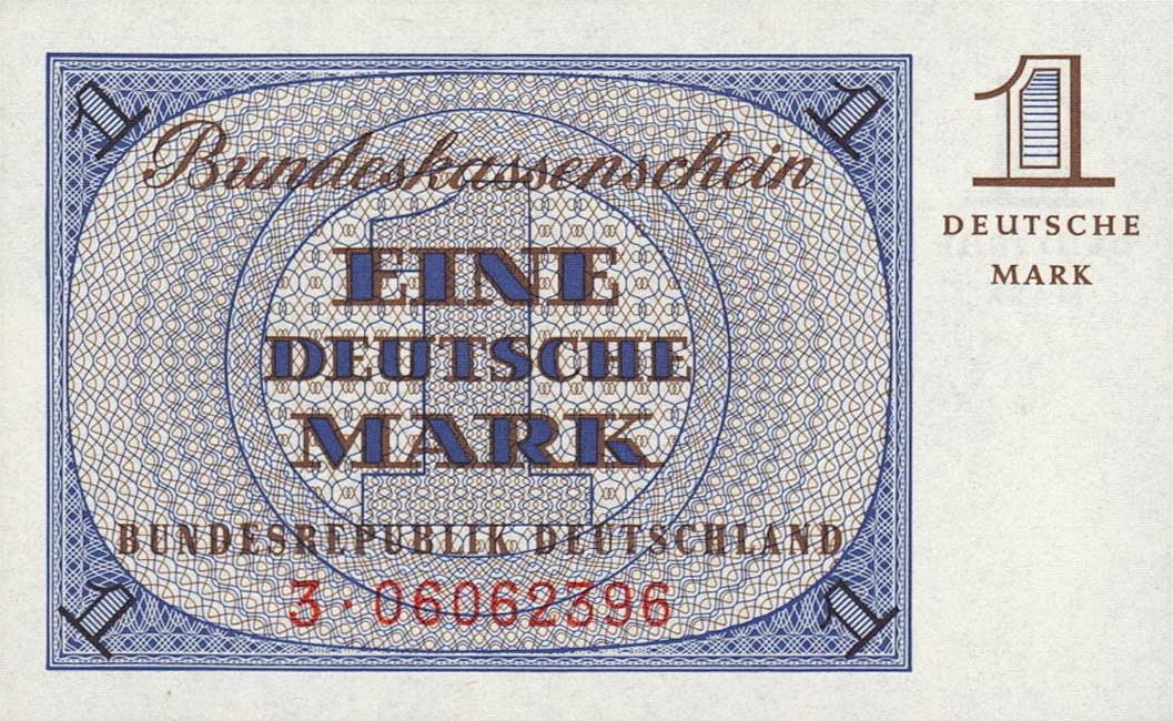 Front of German Federal Republic p28: 1 Deutsche Mark from 1967