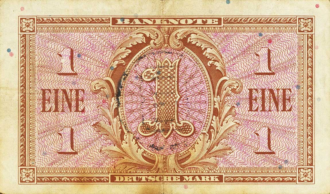 Back of German Federal Republic p2b: 1 Deutsche Mark from 1948