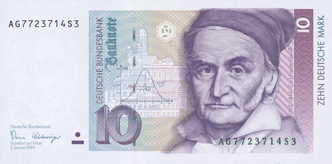 Front of German Federal Republic p38a: 10 Deutsche Mark from 1989