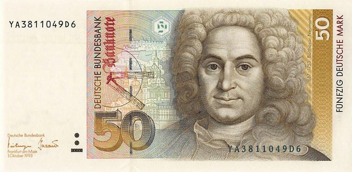Front of German Federal Republic p40r: 50 Deutsche Mark from 1993