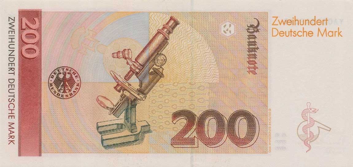 Back of German Federal Republic p42r: 200 Deutsche Mark from 1989