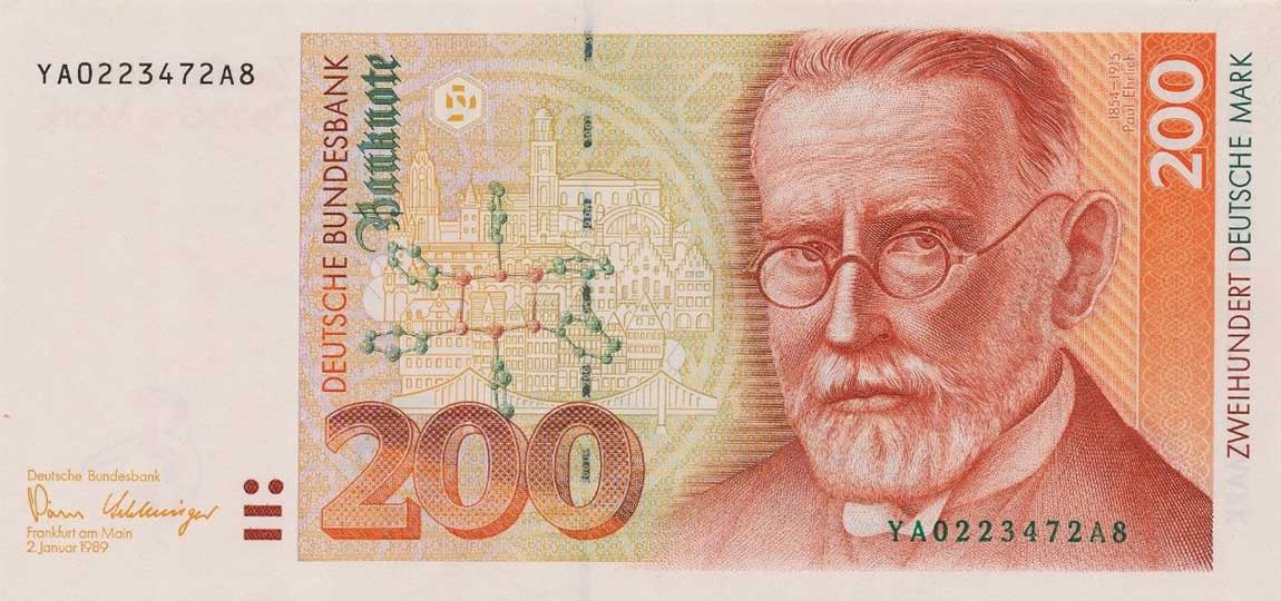 Front of German Federal Republic p42r: 200 Deutsche Mark from 1989
