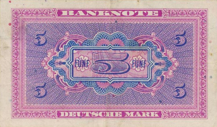 Back of German Federal Republic p4a: 5 Deutsche Mark from 1948