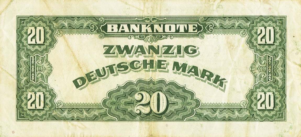 Back of German Federal Republic p6a: 20 Deutsche Mark from 1948