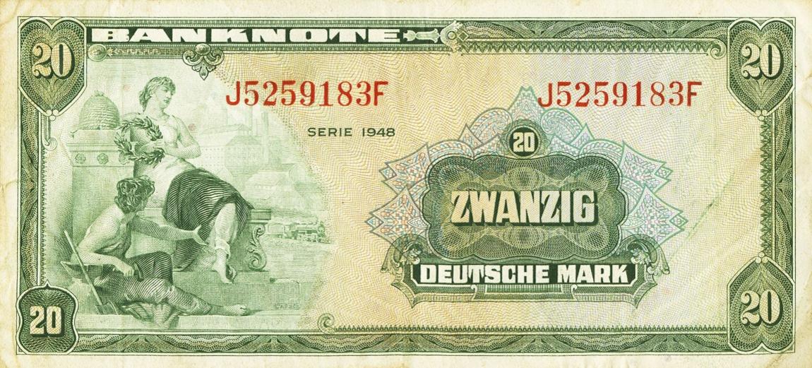 Front of German Federal Republic p6a: 20 Deutsche Mark from 1948