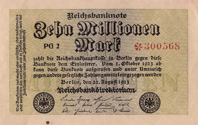 Front of Germany p106d: 10000000 Mark from 1923