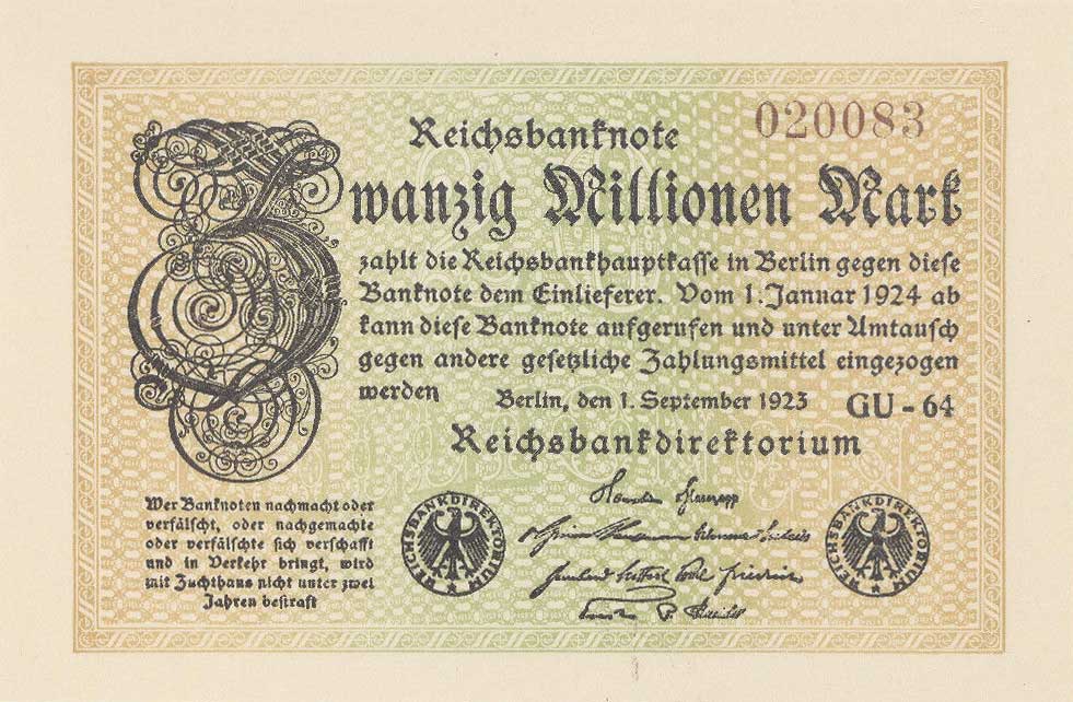 Front of Germany p108e: 20000000 Mark from 1923