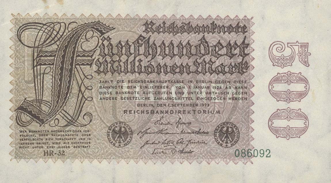 Front of Germany p110d: 500000000 Mark from 1923